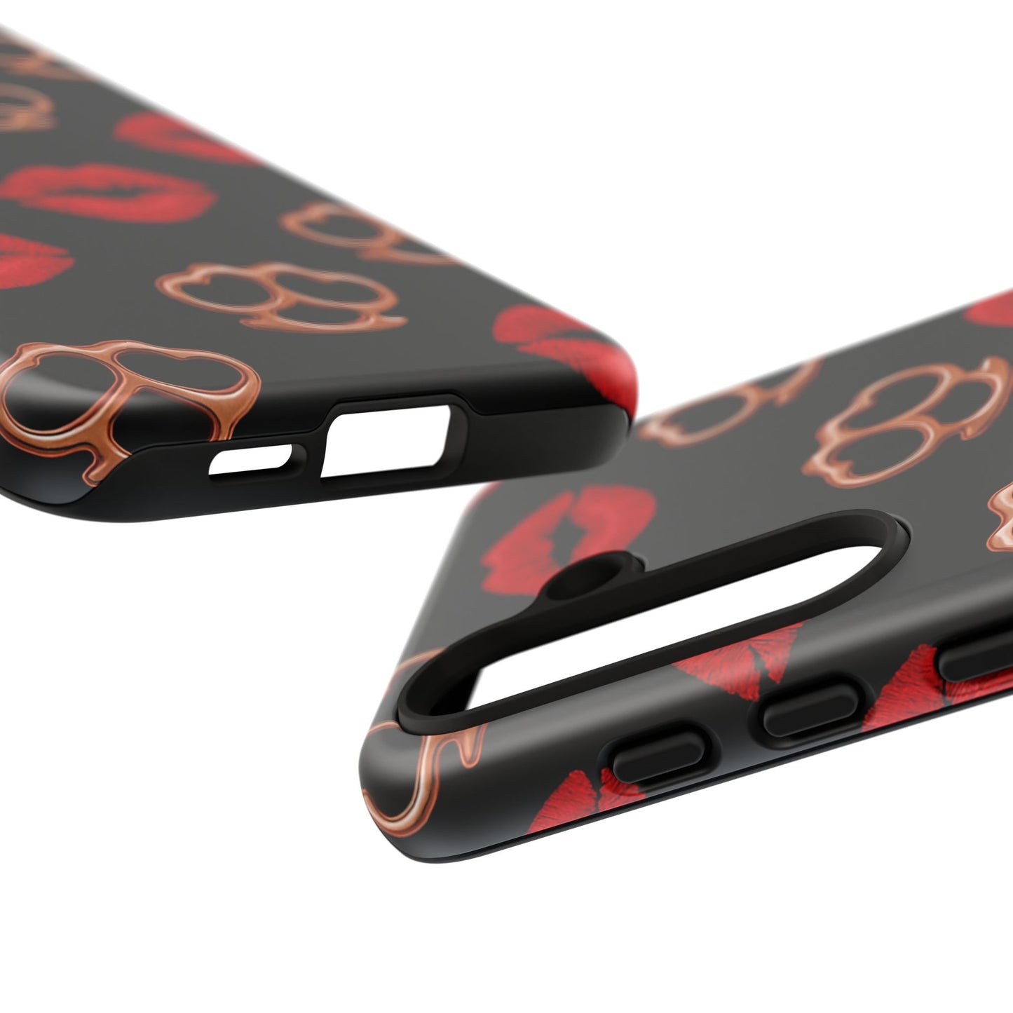 Red Lipstick & Knuckle Duster Phone Case | Bold Kiss Print Tough Protective Cover for Iphone, Samsung Galaxy and Pixel