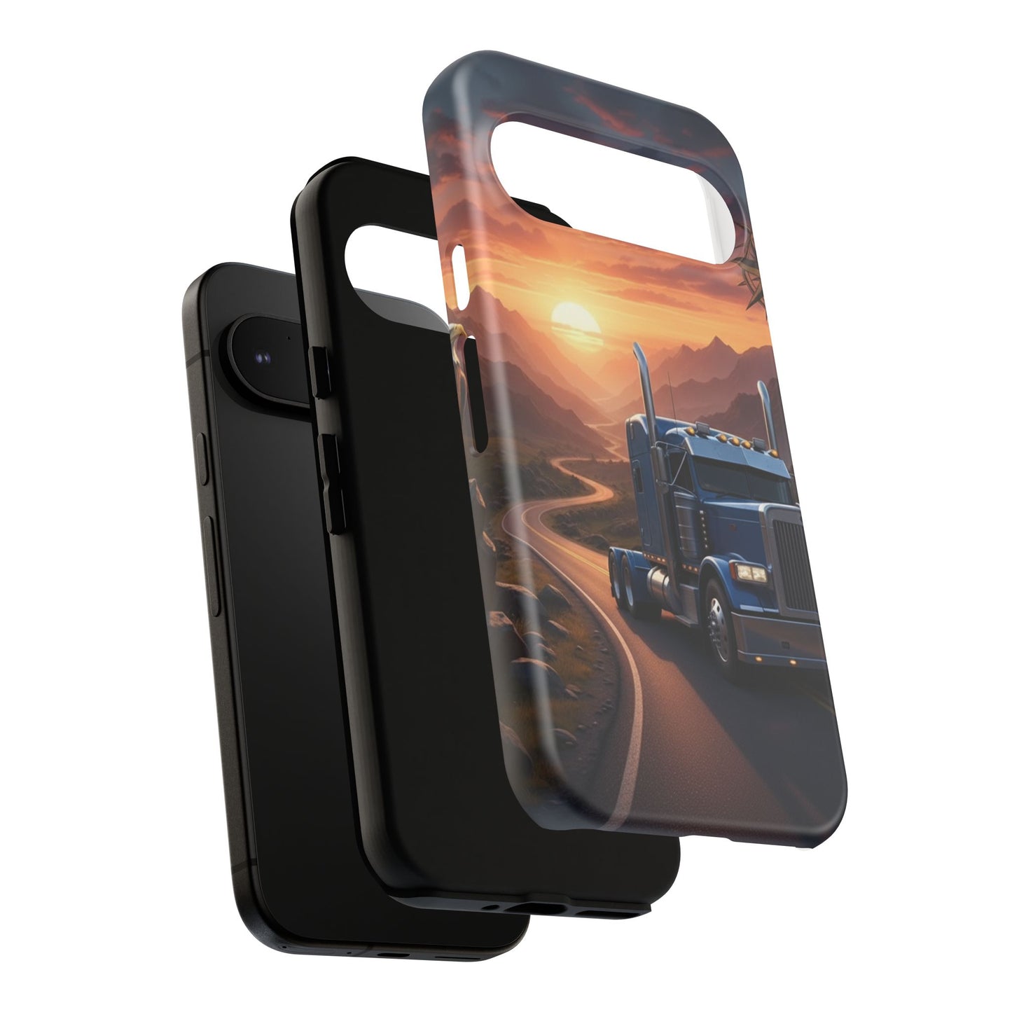Semi Truck Sunset Phone Case | Trucker Gift | Diesel Truck Highway Road iPhone & Samsung Tough Protective Case