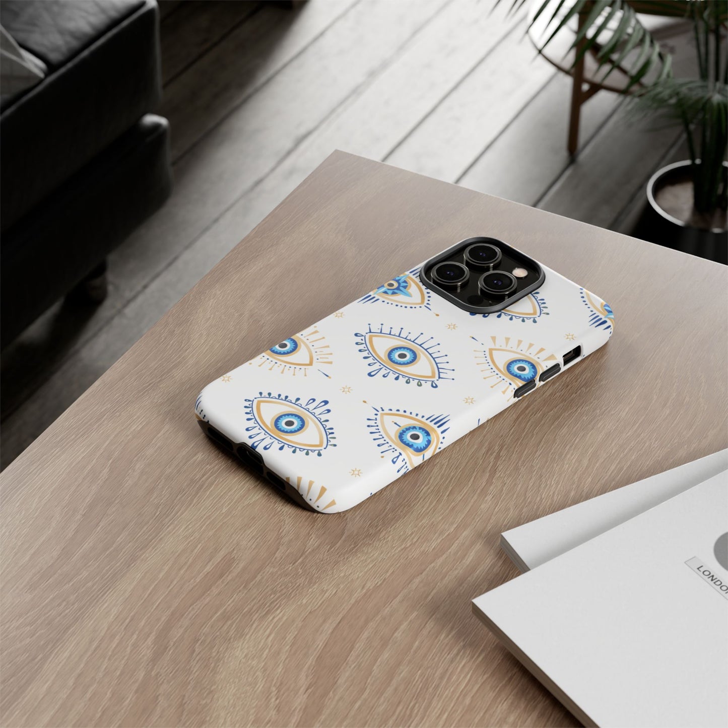 Blue Evil Eye Phone Case – Protective Slim Shockproof Cover for Iphone, Samsung Galaxy and Pixel