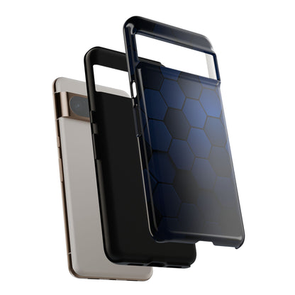 Blue Hexagon Gradient Phone Case | Honeycomb Geometric Tech Aesthetic | Minimalist Tough Case for iPhone & Samsung