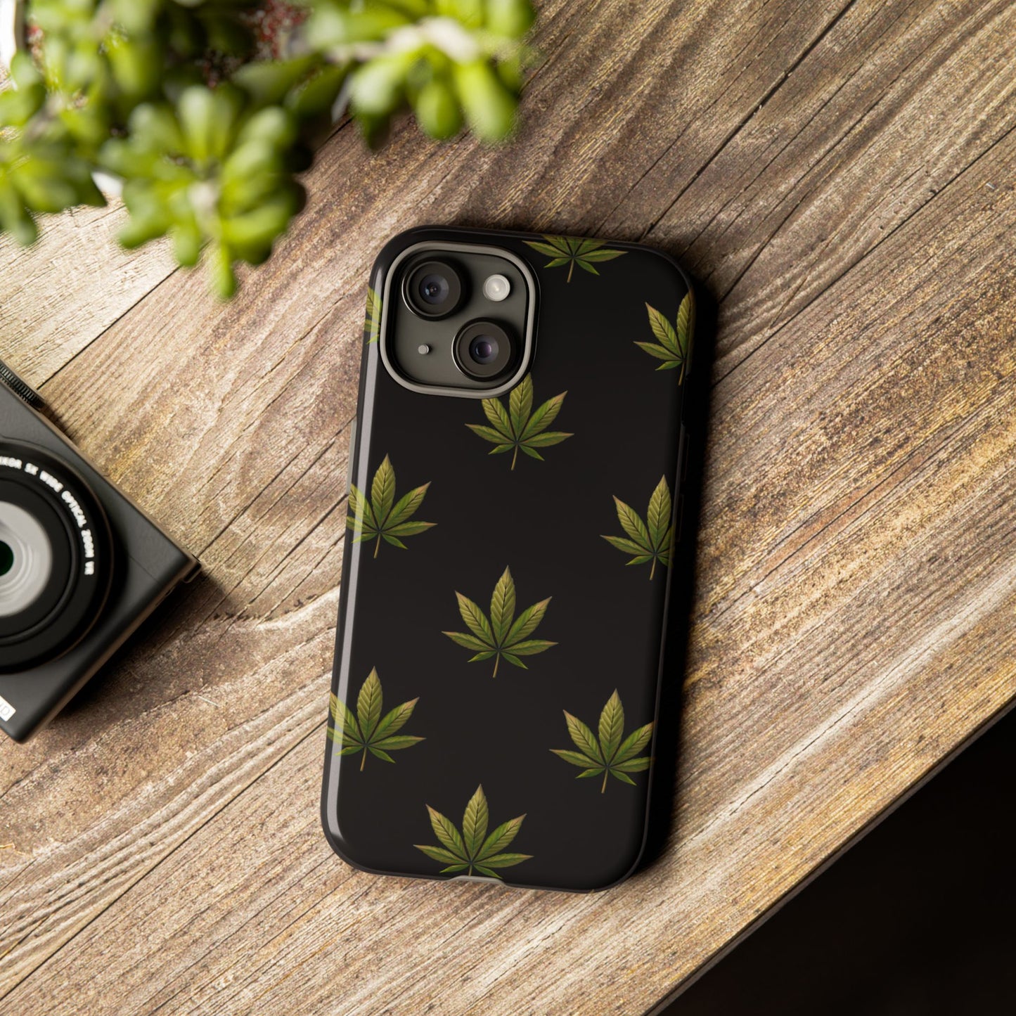 Cannabis Leaf Phone Case Green Weed Leaf Pattern Tough Protective Cover