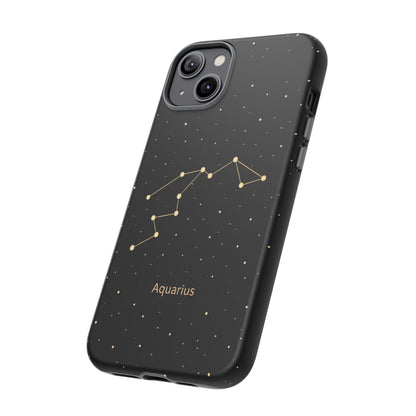 Aquarius Zodiac Constellation Phone Case – Luxe Gold Celestial Cover