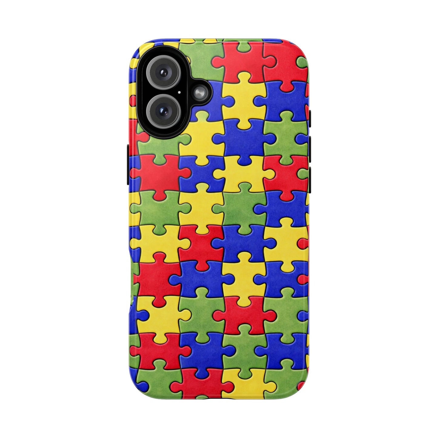 Colorful Puzzle Phone Case, Autism Awareness Jigsaw Design, Tough Protective Case, iPhone & Samsung Case, Vibrant Puzzle Pattern