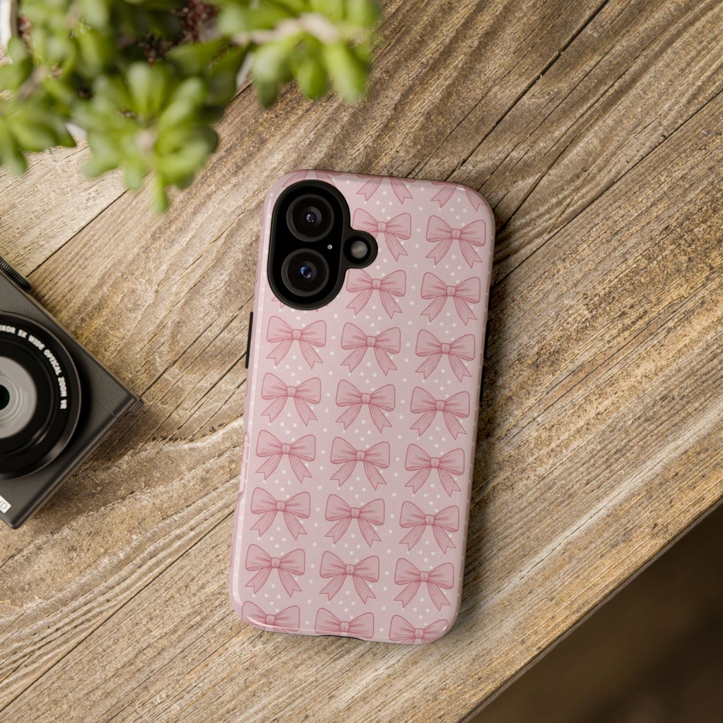 Pink Bow Pattern Phone Case – Soft Coquette Aesthetic Tough Case