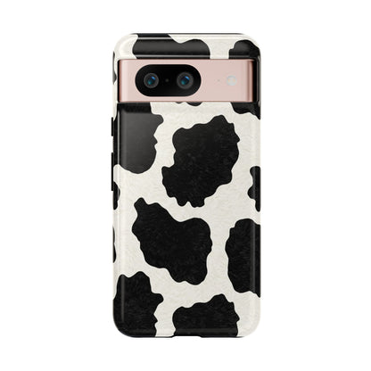 Black & White Cow Print Phone Case | Western Aesthetic iPhone & Samsung Tough Case