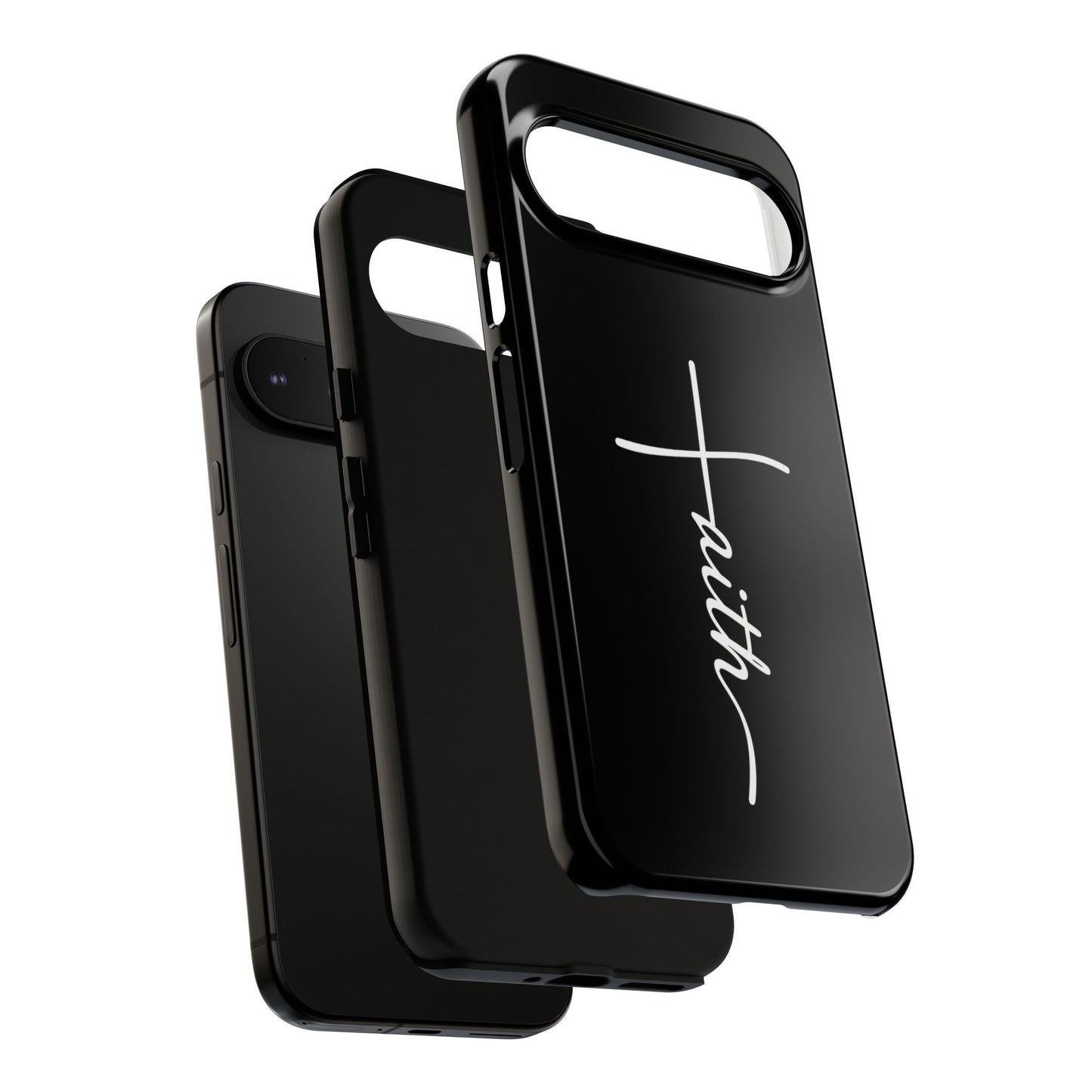 Faith Cross Phone Case, Christian Aesthetic Minimalist Black Matte Case, Religious Gift iPhone Samsung Cover