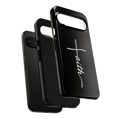 Faith Cross Phone Case, Christian Aesthetic Minimalist Black Matte Case, Religious Gift iPhone Samsung Cover