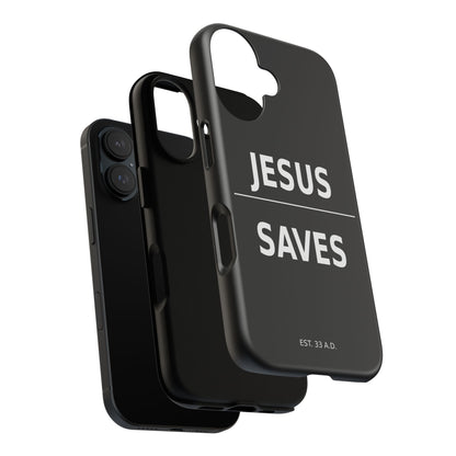 Jesus Saves Phone Case Christian Religious Minimalist Black Tough Cover