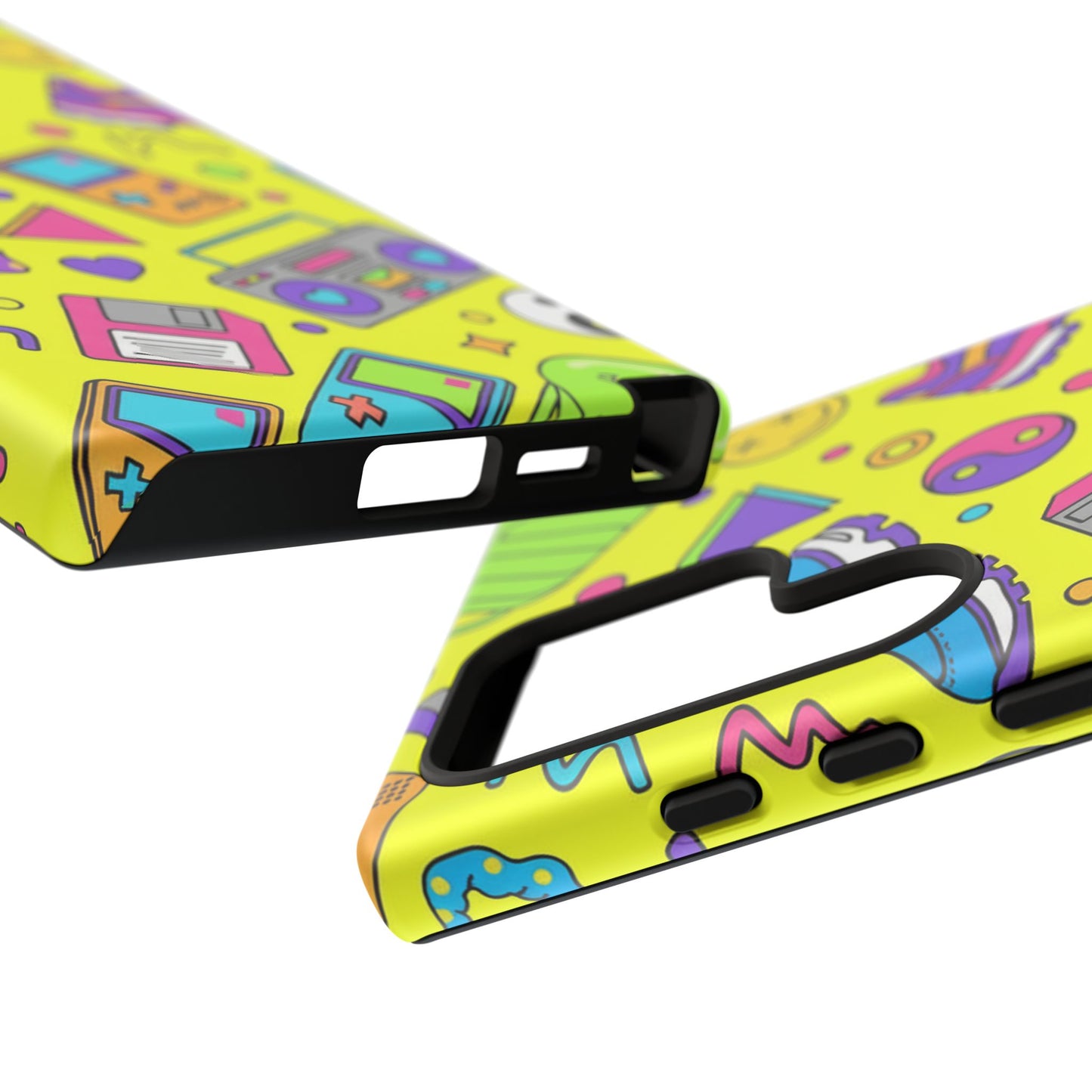 90s Retro Neon Phone Case – Y2K Nostalgia Colorful Icons Tough Protective Case