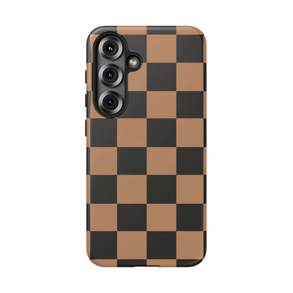 Brown Checkerboard Phone Case | Aesthetic Tough Protective Case