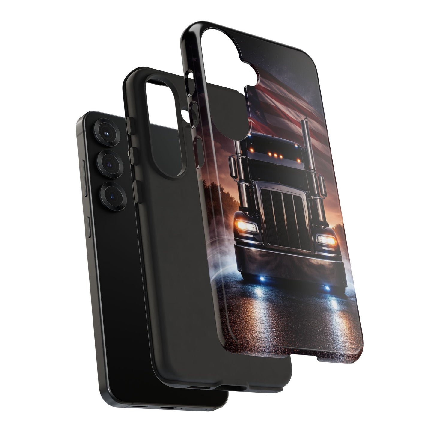 Semi Truck Phone Case American Flag Big Rig Trucker Gift iPhone Samsung