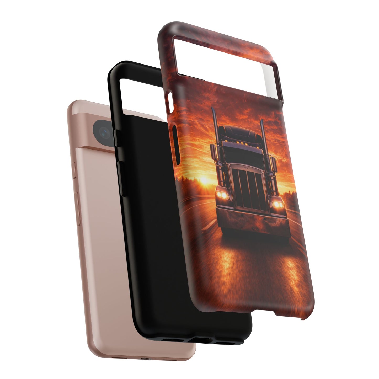 Big Rig Truck Phone Case Sunset Highway Semi Truck iPhone Samsung Cover