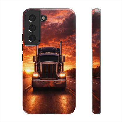 Big Rig Truck Phone Case Sunset Highway Semi Truck iPhone Samsung Cover