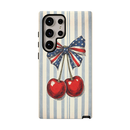 Patriotic Cherry Phone Case Americana Coquette Aesthetic iPhone Samsung