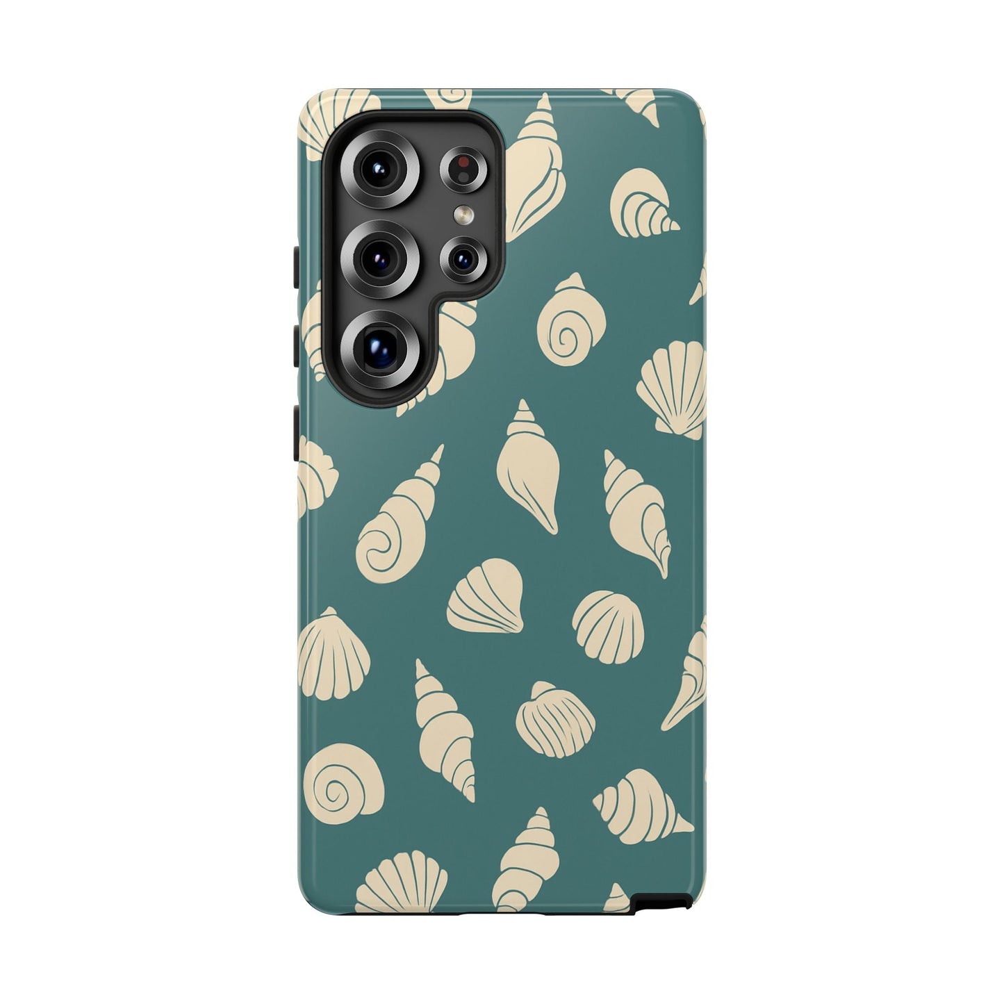 Seashell Pattern Phone Case | Teal Coastal Shells Tough Case for Iphone, Samsung Galaxy and Pixel