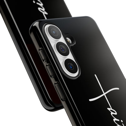 Faith Cross Phone Case, Christian Aesthetic Minimalist Black Matte Case, Religious Gift iPhone Samsung Cover