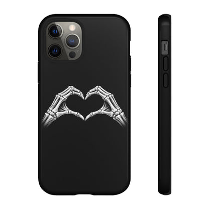Skeleton Hands Heart Phone Case | Gothic Black Protective Cover