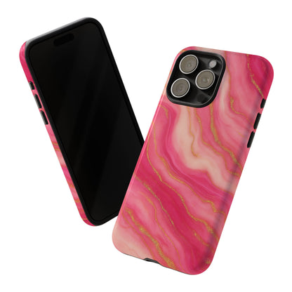 Pink Marble Phone Case | Rose Gold Swirl Aesthetic Tough Protective Case