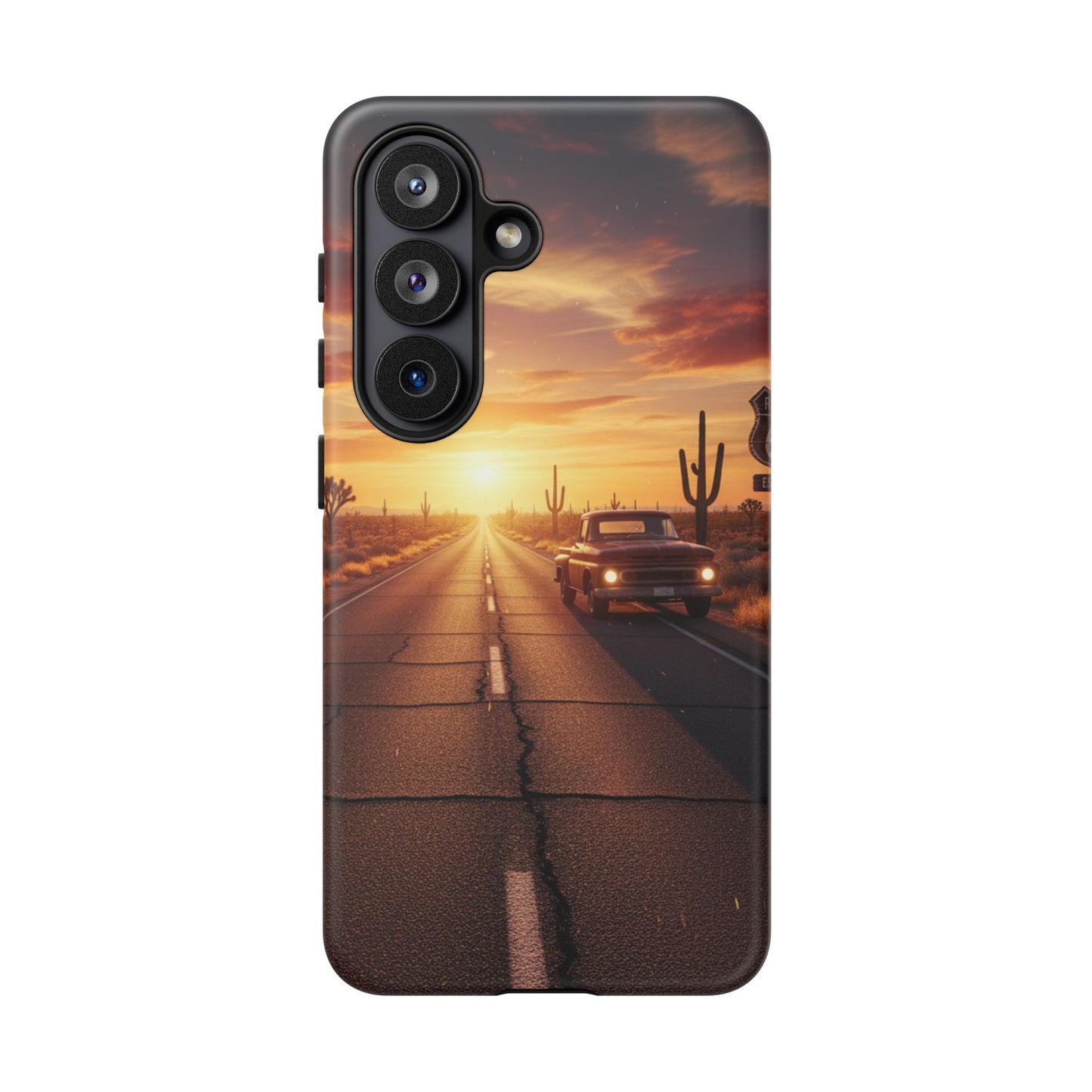 Route 66 Sunset Desert Highway Phone Case – Road Trip Travel Aesthetic Tough Case