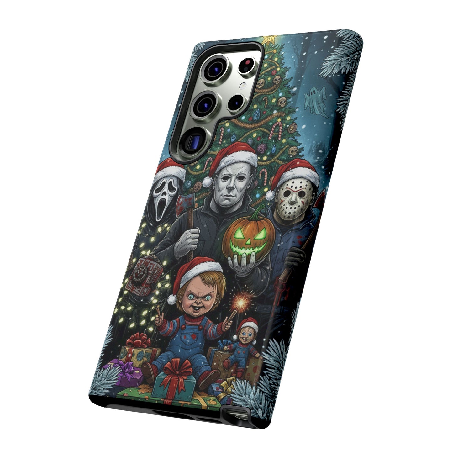 Christmas Horror Phone Case – Festive Slasher Collage Tough Case (iPhone, Samsung, Pixel)