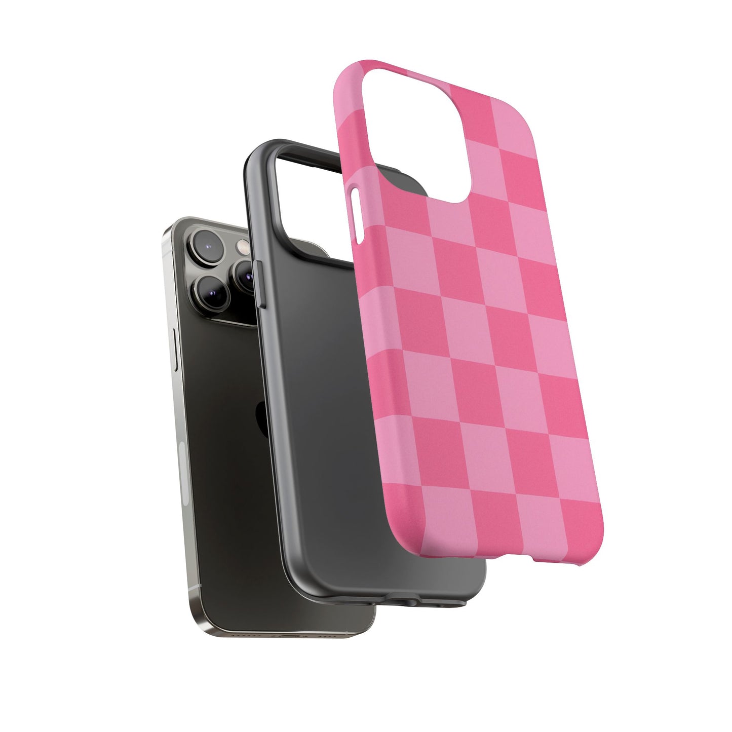 Pink Checkerboard Phone Case – Cute Aesthetic Tough Case for iPhone & Samsung