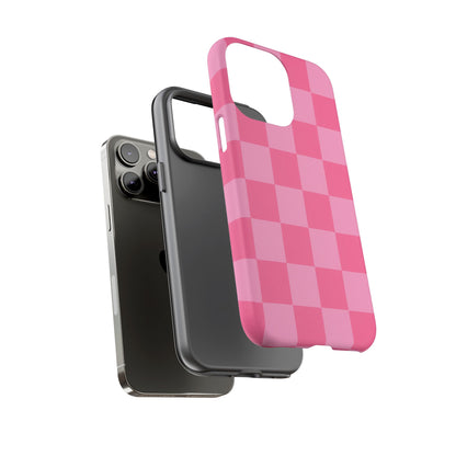 Pink Checkerboard Phone Case – Cute Aesthetic Tough Case for iPhone & Samsung