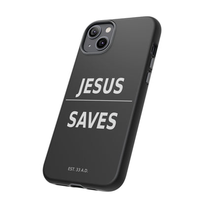 Jesus Saves Phone Case Christian Religious Minimalist Black Tough Cover