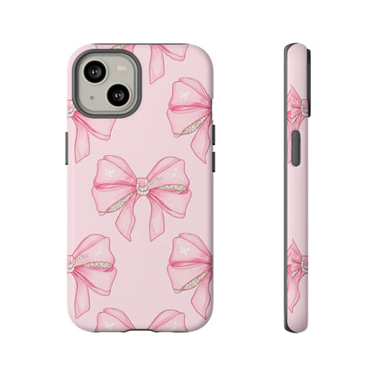 Pink Bow Pattern Phone Case | Coquette Aesthetic Tough Protective Case