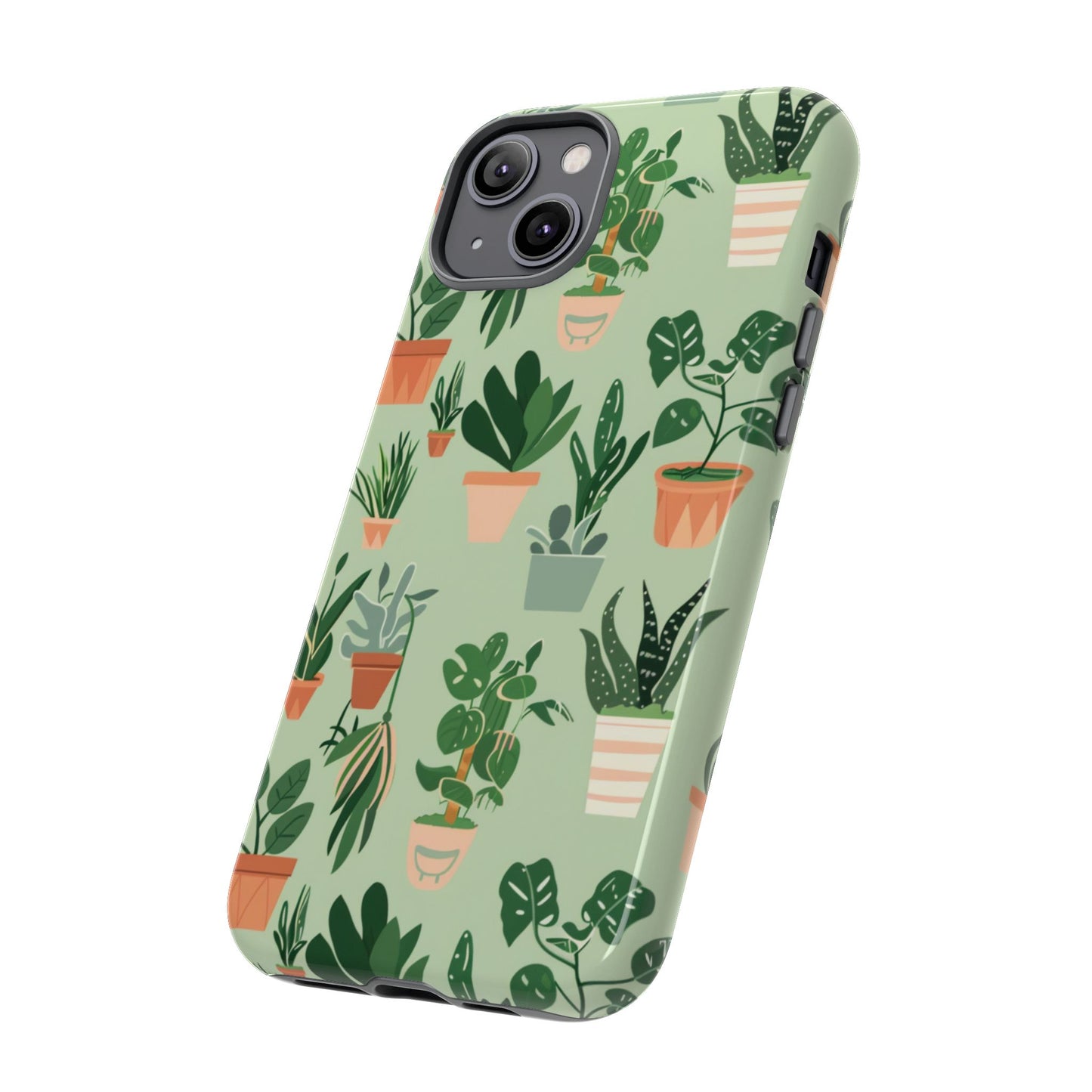 Plant Lover Phone Case | Cute Potted Plants Pattern | Botanical Aesthetic Tough Case