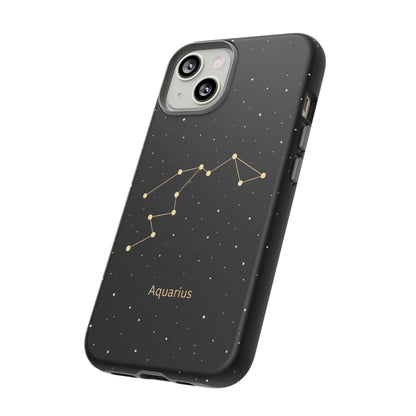Aquarius Zodiac Constellation Phone Case – Luxe Gold Celestial Cover