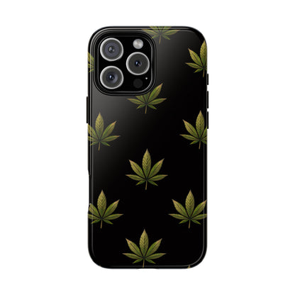 Cannabis Leaf Phone Case Green Weed Leaf Pattern Tough Protective Cover