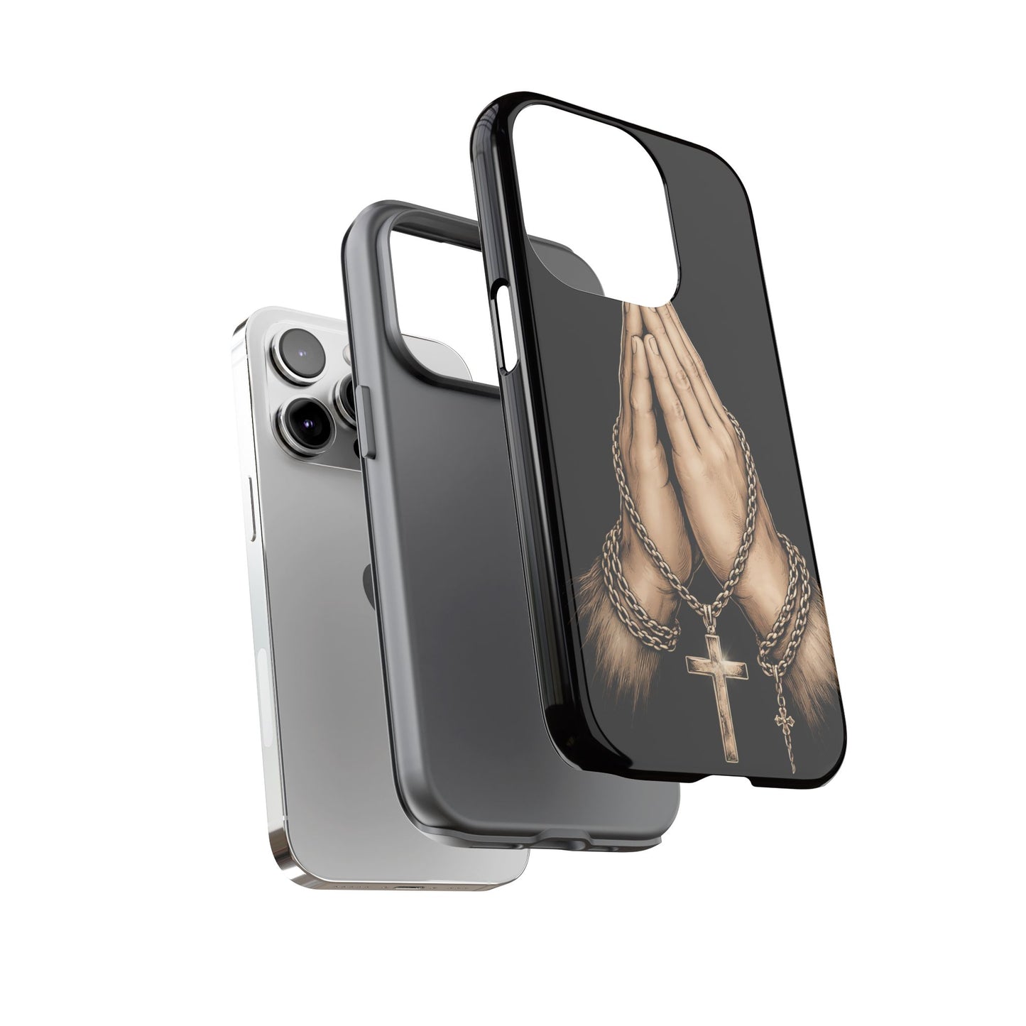 Praying Hands Cross Phone Case – Christian Faith Scripture Cover
