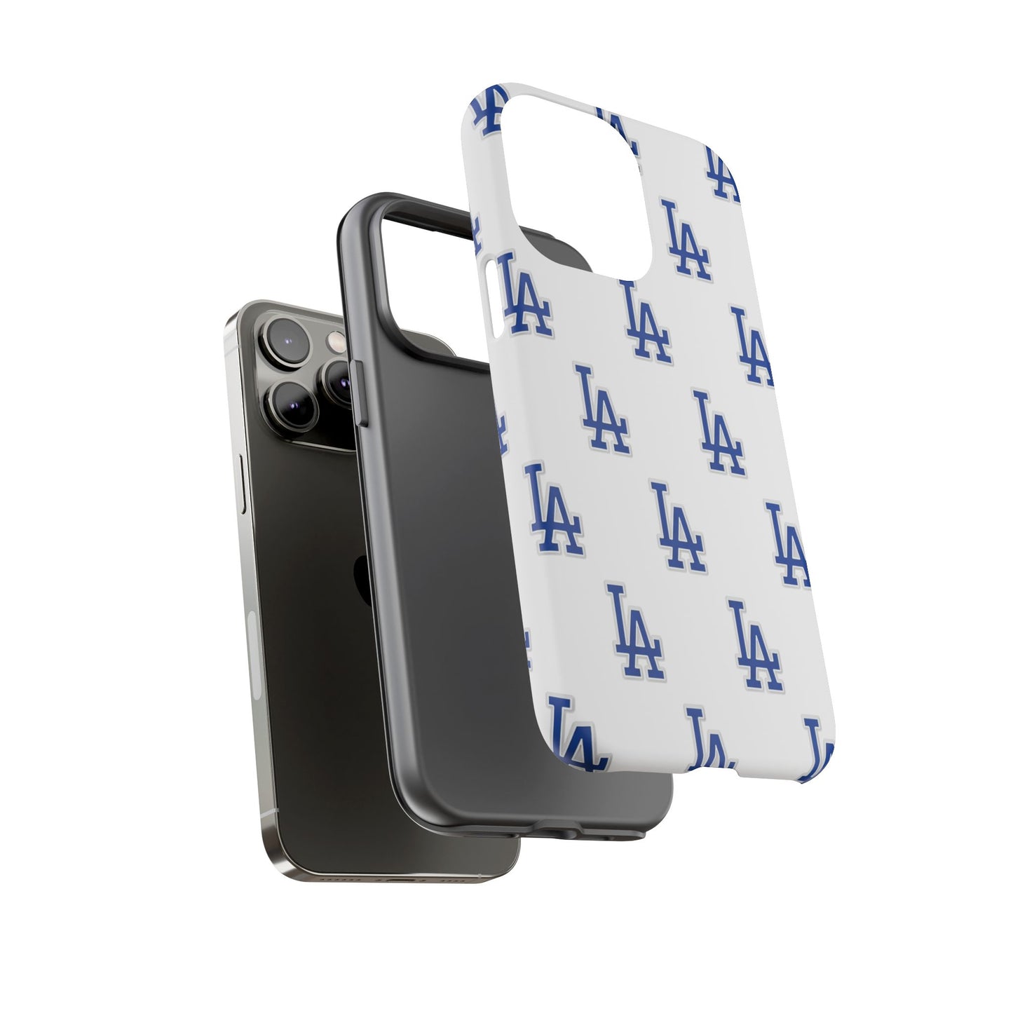 Blue LA Monogram Pattern Phone Case | Minimal Baseball Inspired Tough Cover