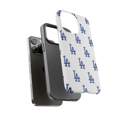 Blue LA Monogram Pattern Phone Case | Minimal Baseball Inspired Tough Cover