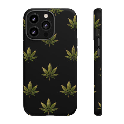 Cannabis Leaf Phone Case Green Weed Leaf Pattern Tough Protective Cover
