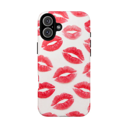 Red Lipstick Kiss Phone Case – Sexy Lip Print Pattern Tough Protective Cover