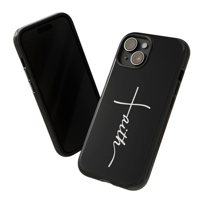 Faith Cross Phone Case, Christian Aesthetic Minimalist Black Matte Case, Religious Gift iPhone Samsung Cover