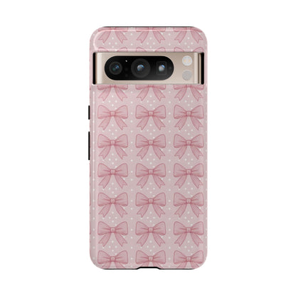 Pink Bow Pattern Phone Case – Soft Coquette Aesthetic Tough Case