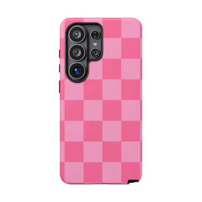 Pink Checkerboard Phone Case | Cute Aesthetic Checkered iPhone & Samsung Tough Case