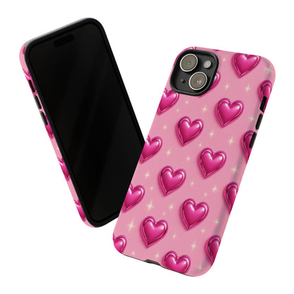Pink Heart Pattern Phone Case | Tough Protective Case for Iphone, Samsung Galaxy and Pixel