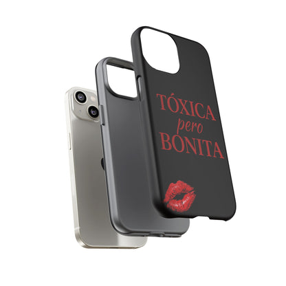 Toxica Pero Bonita Phone Case, Latina Quote Case, Red Lips Aesthetic, Spanish Saying Case, Trendy Tough Cover