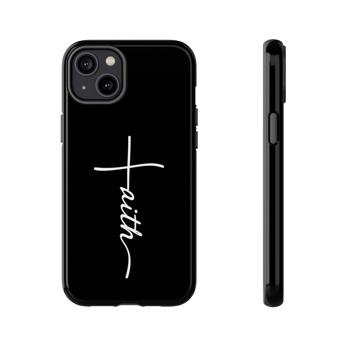 Faith Cross Phone Case, Christian Aesthetic Minimalist Black Matte Case, Religious Gift iPhone Samsung Cover