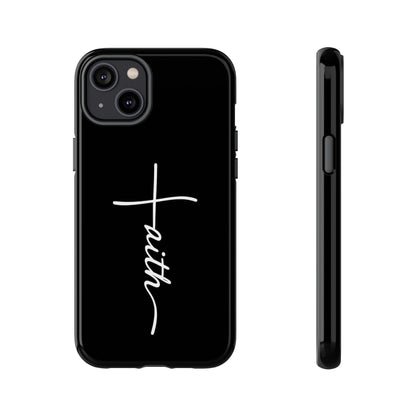 Faith Cross Phone Case, Christian Aesthetic Minimalist Black Matte Case, Religious Gift iPhone Samsung Cover