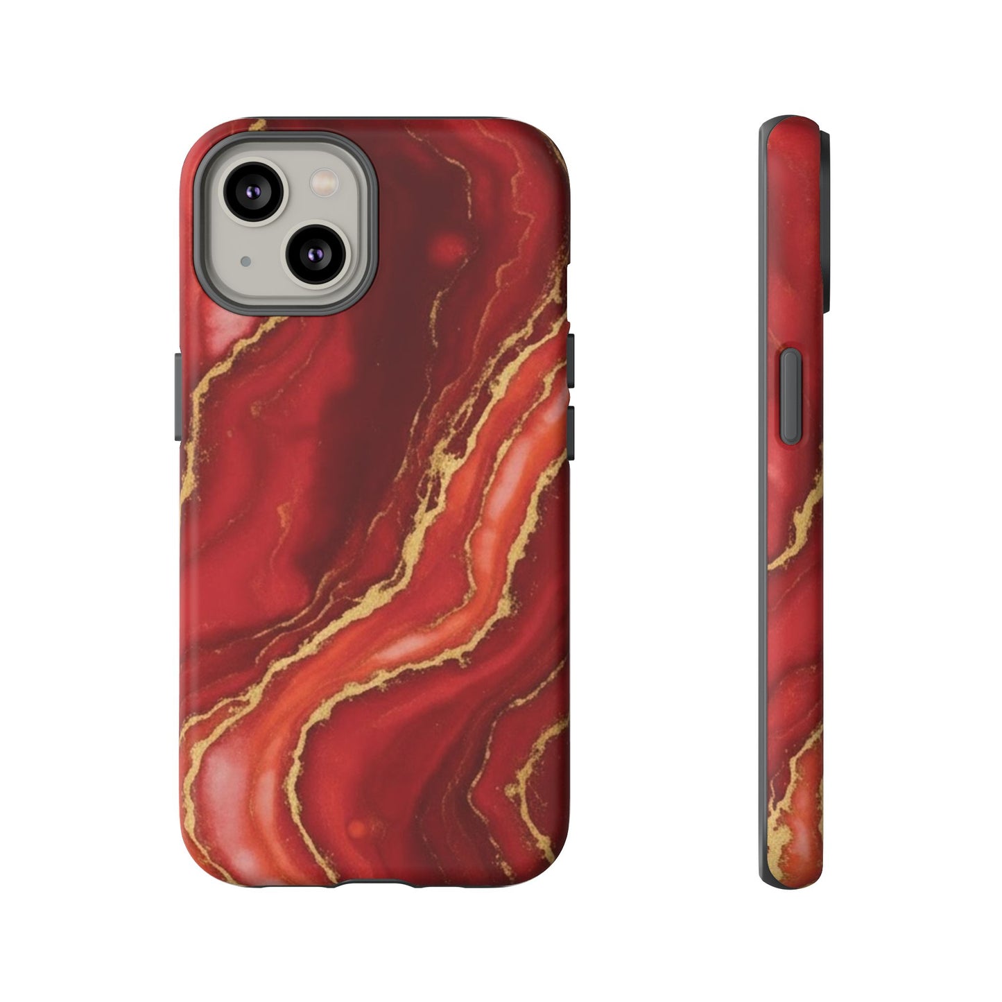 Red Agate Marble Phone Case – Gold Vein Luxury Stone Tough Case (iPhone, Samsung, Pixel)