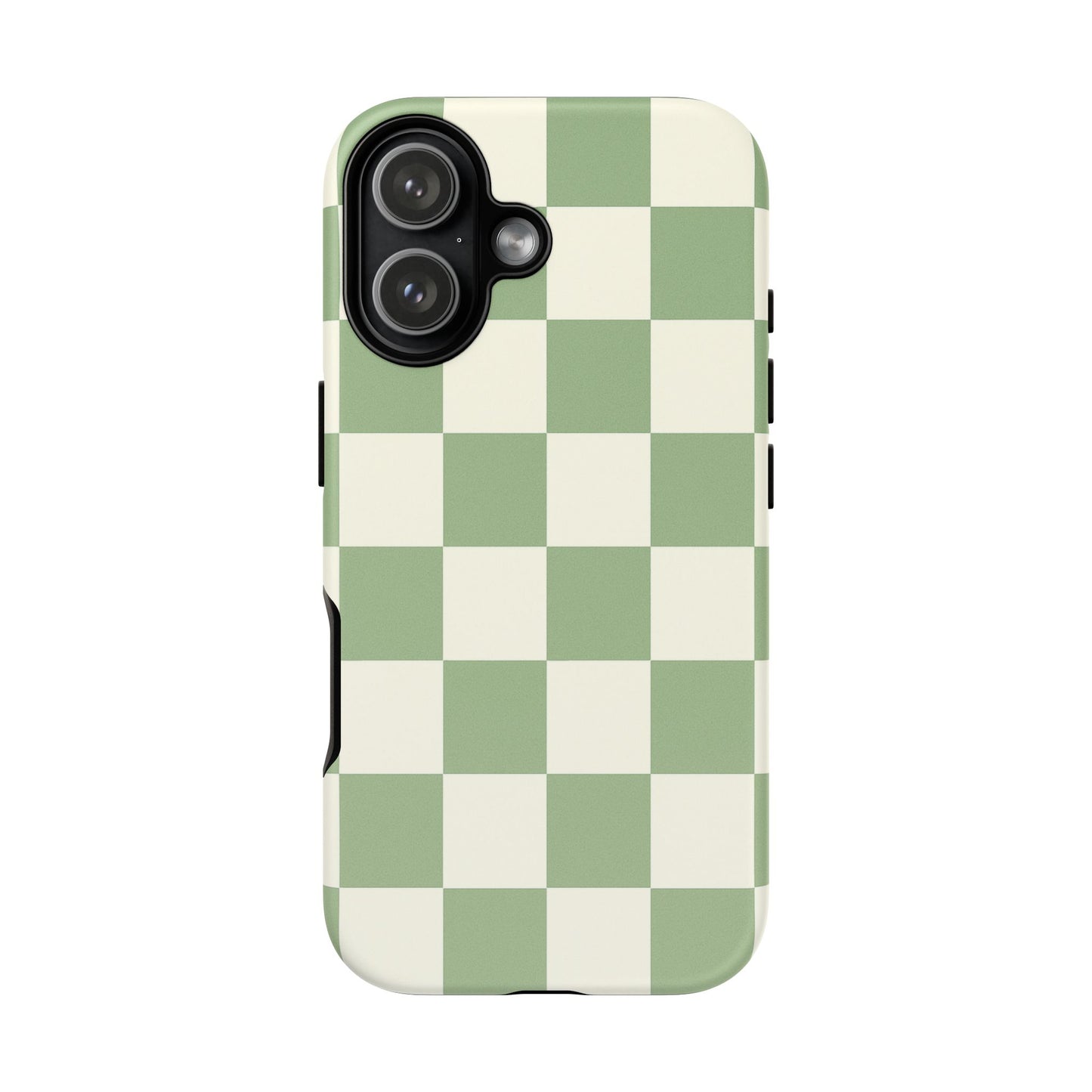 Sage Green Checkerboard Phone Case | Minimal Aesthetic Checkered iPhone & Samsung Tough Case