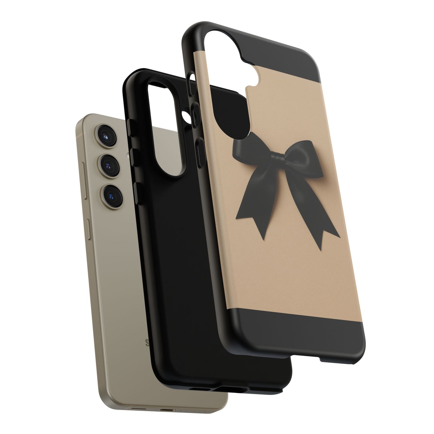 Black Bow Phone Case | Elegant Coquette Bow Design | Chic Neutral Tough Case for iPhone & Samsung