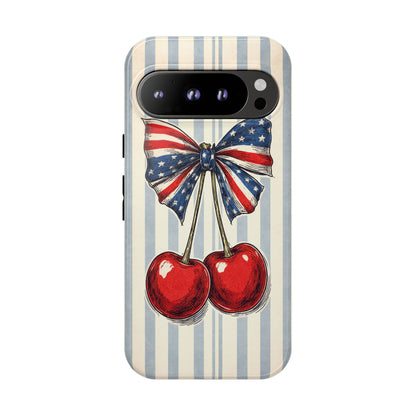 Patriotic Cherry Phone Case Americana Coquette Aesthetic iPhone Samsung
