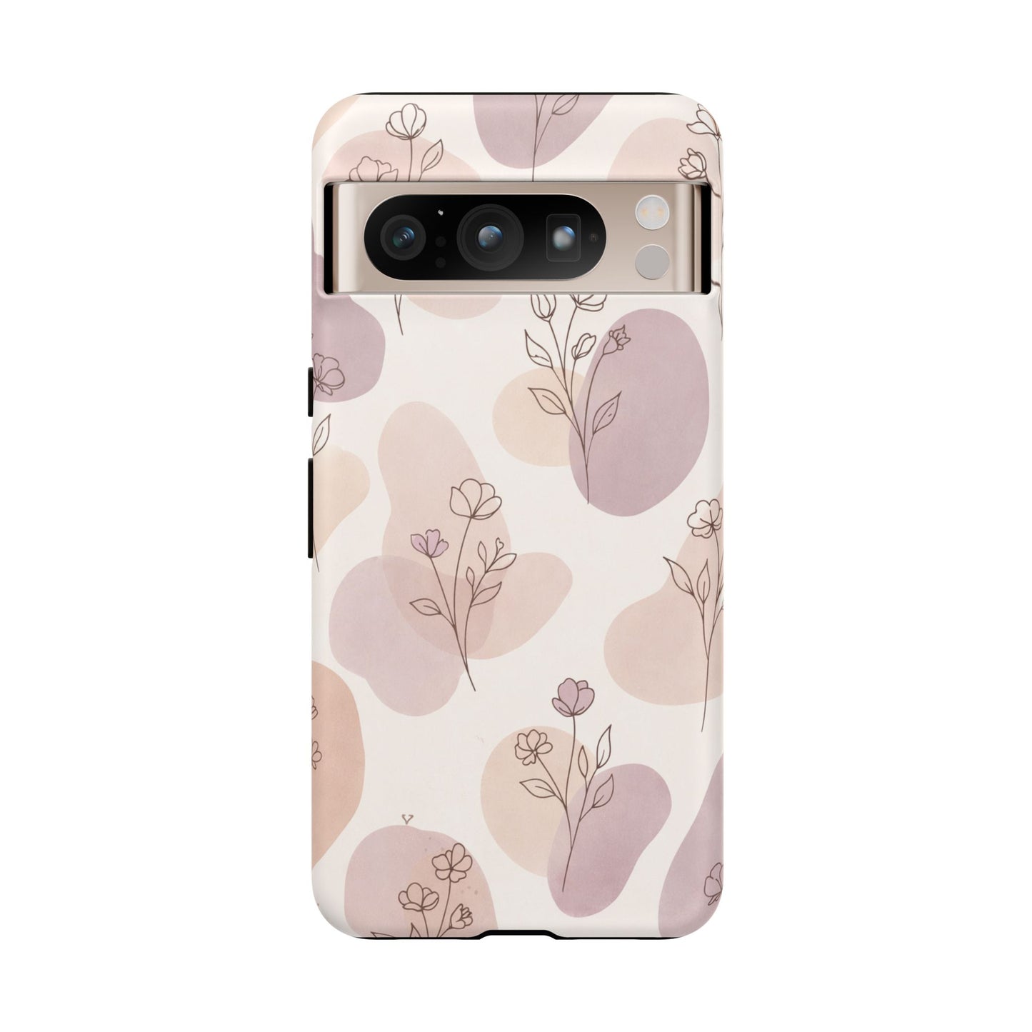 Blush Floral Phone Case Neutral Botanical Watercolor Tough Cover