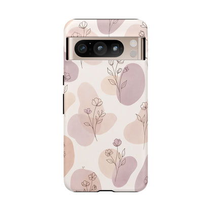 Blush Floral Phone Case Neutral Botanical Watercolor Tough Cover