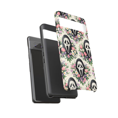 Floral Ghost Face Aesthetic Phone Case – Cute Spooky Tough Cover